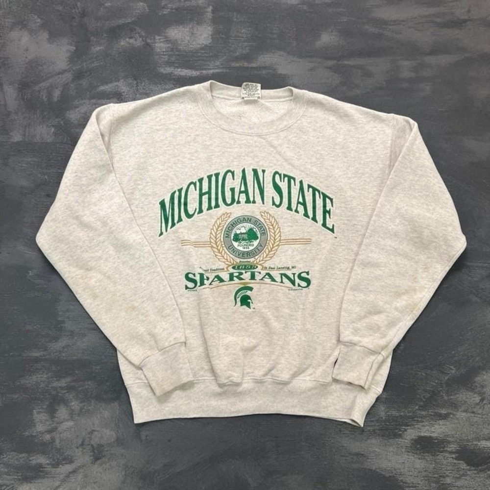 Vintage Michigan State‎ Sweatshirt Mens Medium Gray 1990s USA NCAA Nutmeg